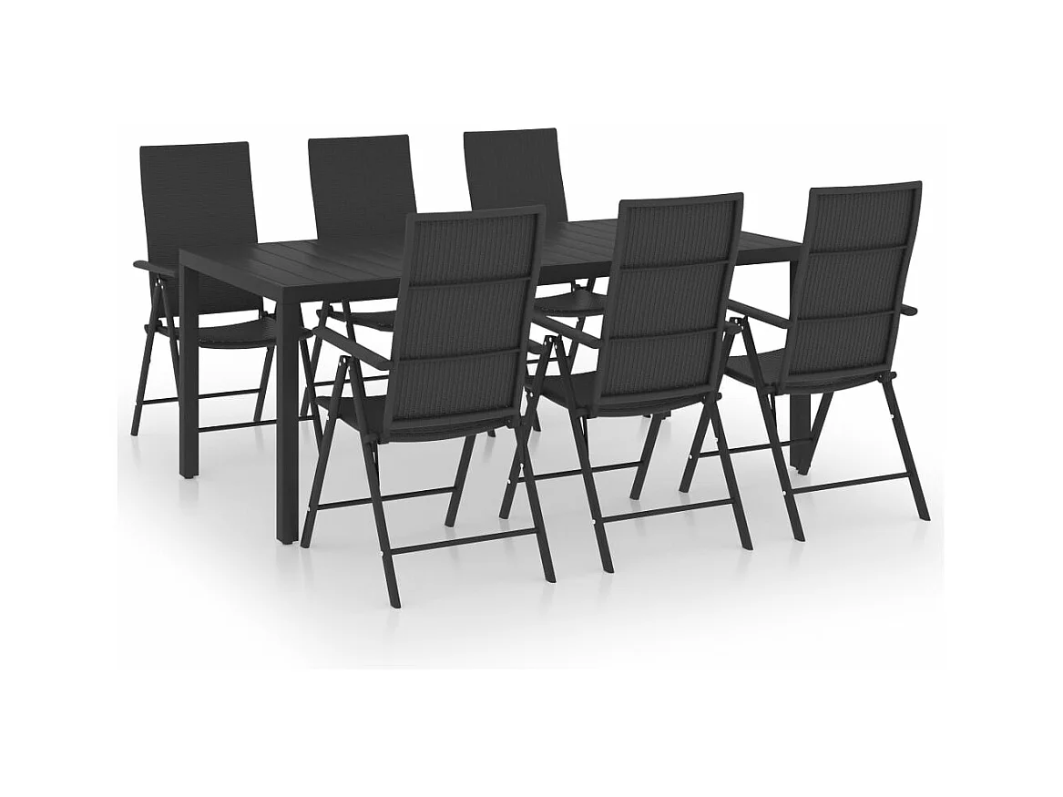Ensemble de salle à manger de jardin 7 pièces Noir