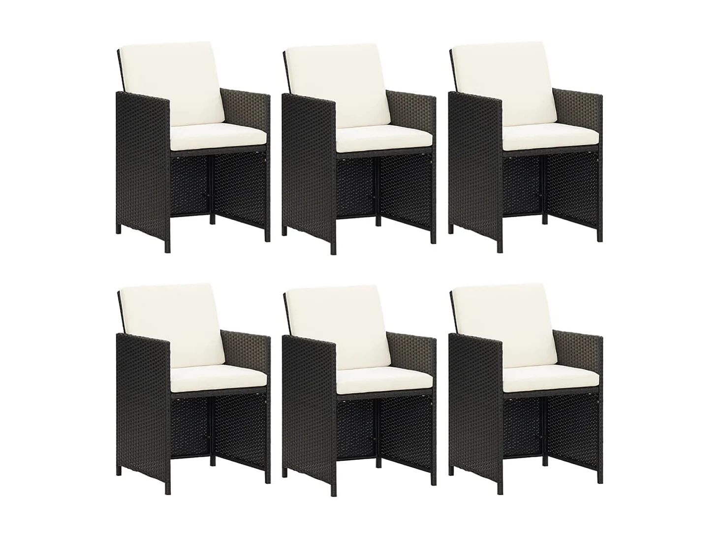 Mobilier à dîner de jardin et coussins 7 pièces Résine tressée Noir