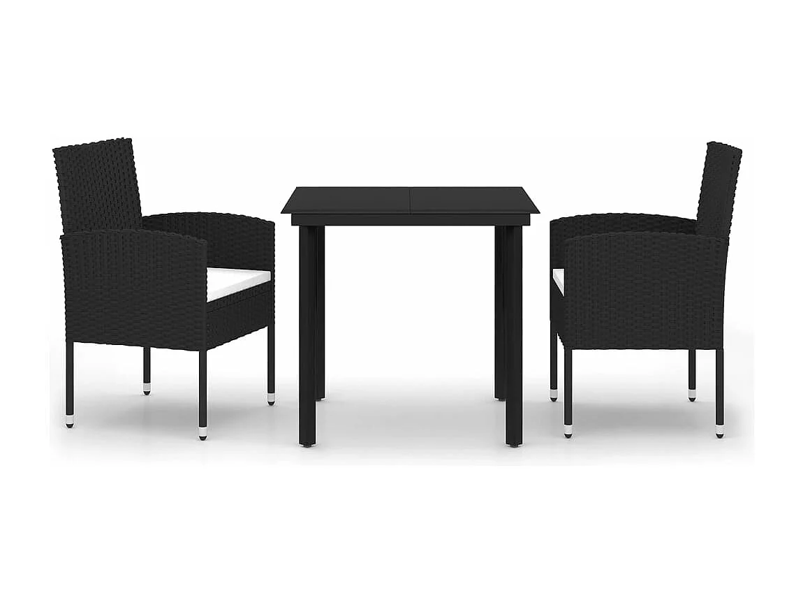 Juego de comedor de jardín 3 piezas negro