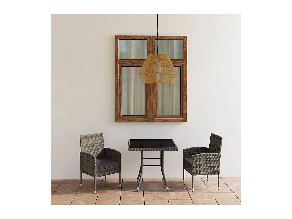 Ensemble à dîner de jardin 3 pièces Résine tressée Anthracite