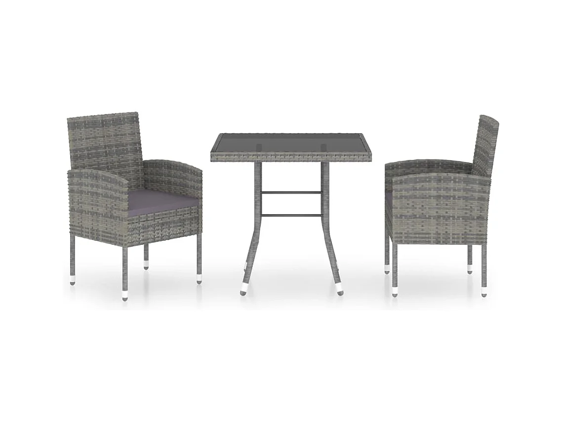 Ensemble à dîner de jardin 3 pièces Résine tressée Anthracite