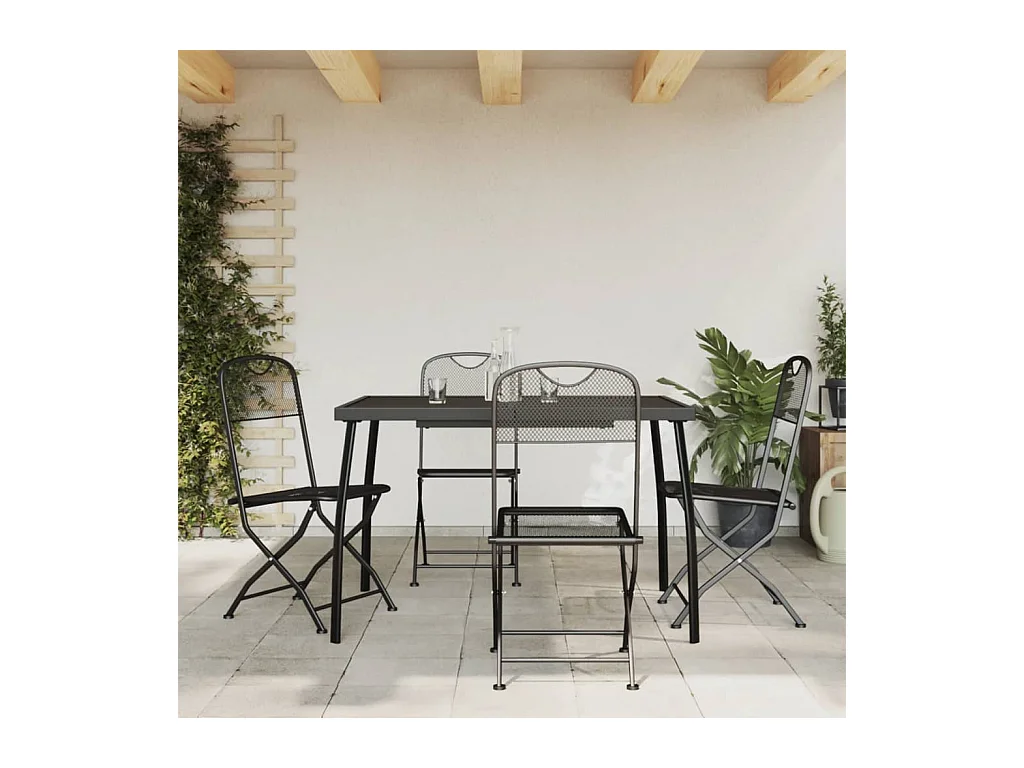 Ensemble à manger de jardin 5 pièces anthracite métal maille