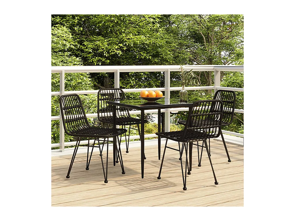 Mobilier à dîner de jardin 5 pièces Noir Résine tressée