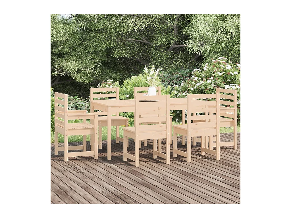 Ensemble à dîner de jardin 7 pièces bois massif de pin