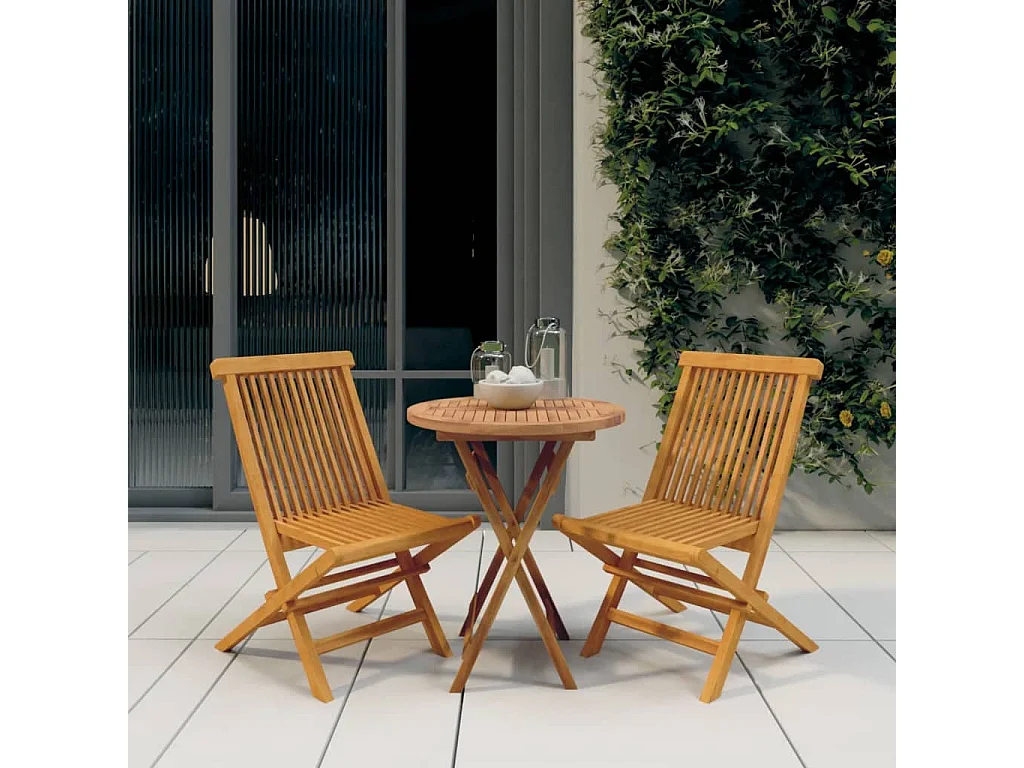 Ensemble de salle à manger de jardin 3 pièces Bois de teck massif
