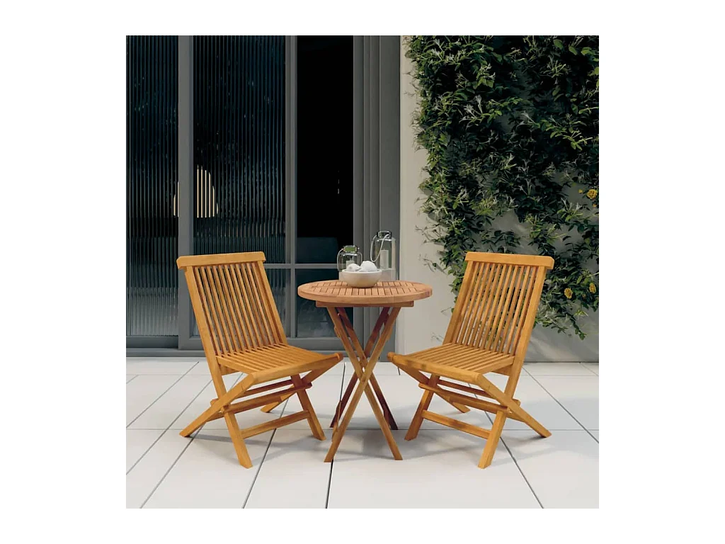 Ensemble de salle à manger de jardin 3 pièces Bois de teck massif