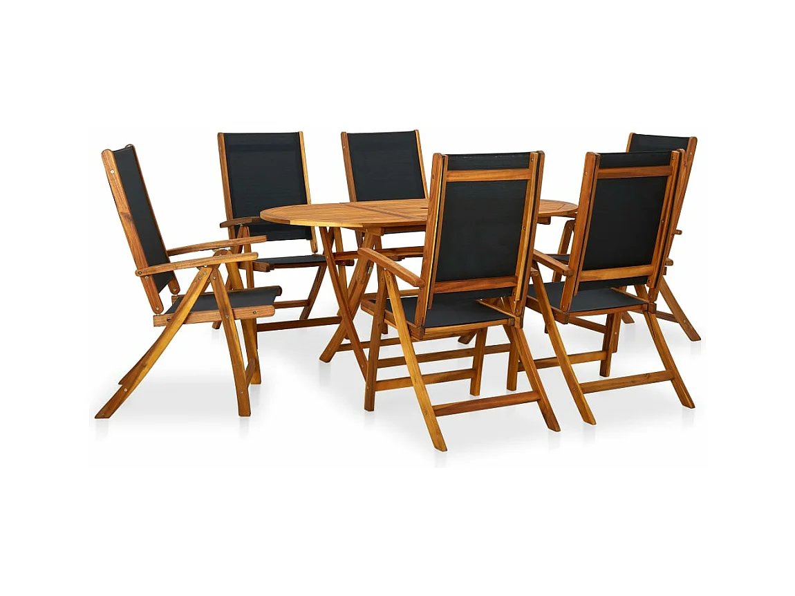 Mobilier à dîner d'extérieur 7 pièces en Bois d'acacia solide