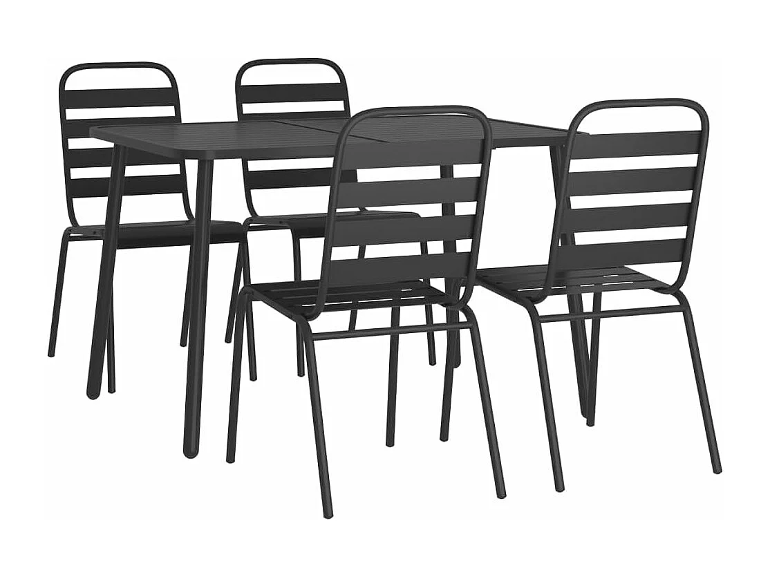 Ensemble de salle à manger de jardin 5 pièces anthracite acier