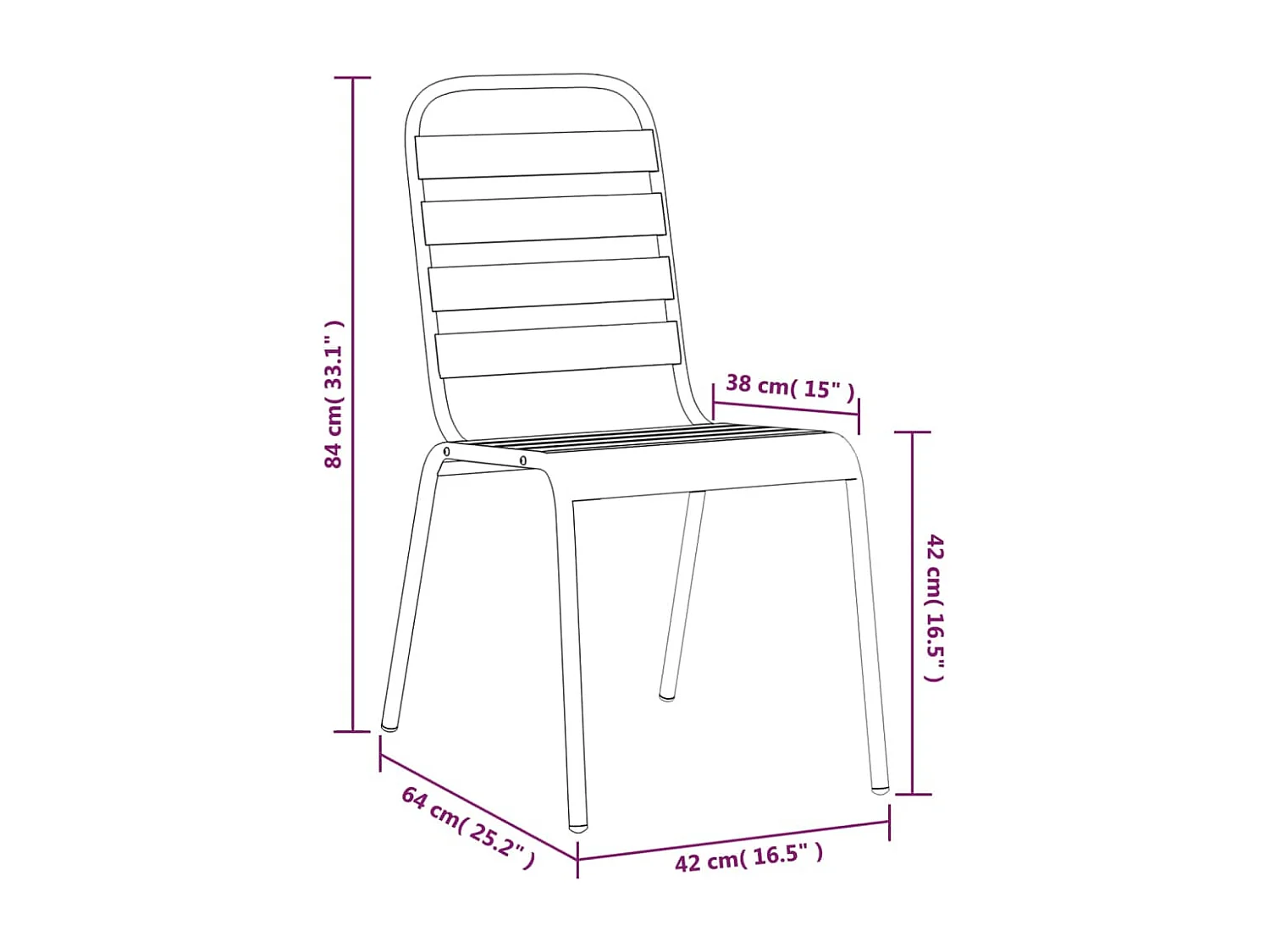Ensemble de salle à manger de jardin 5 pièces anthracite acier