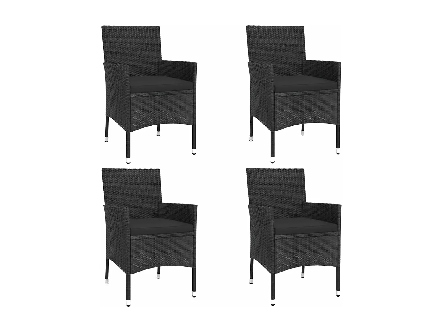 Mobilier à dîner de jardin et coussins 5 pièces Noir Résine tressée