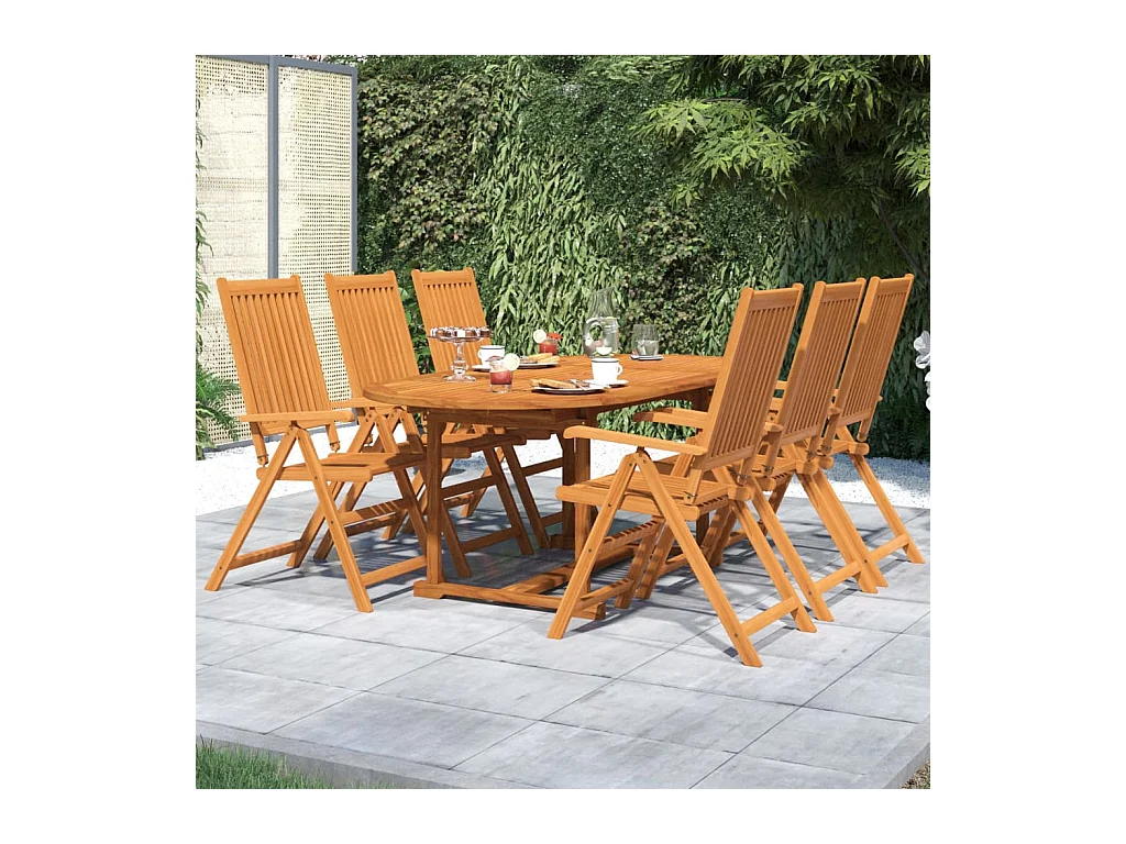 Juego de comedor para jardín 7 piezas madera maciza de acacia