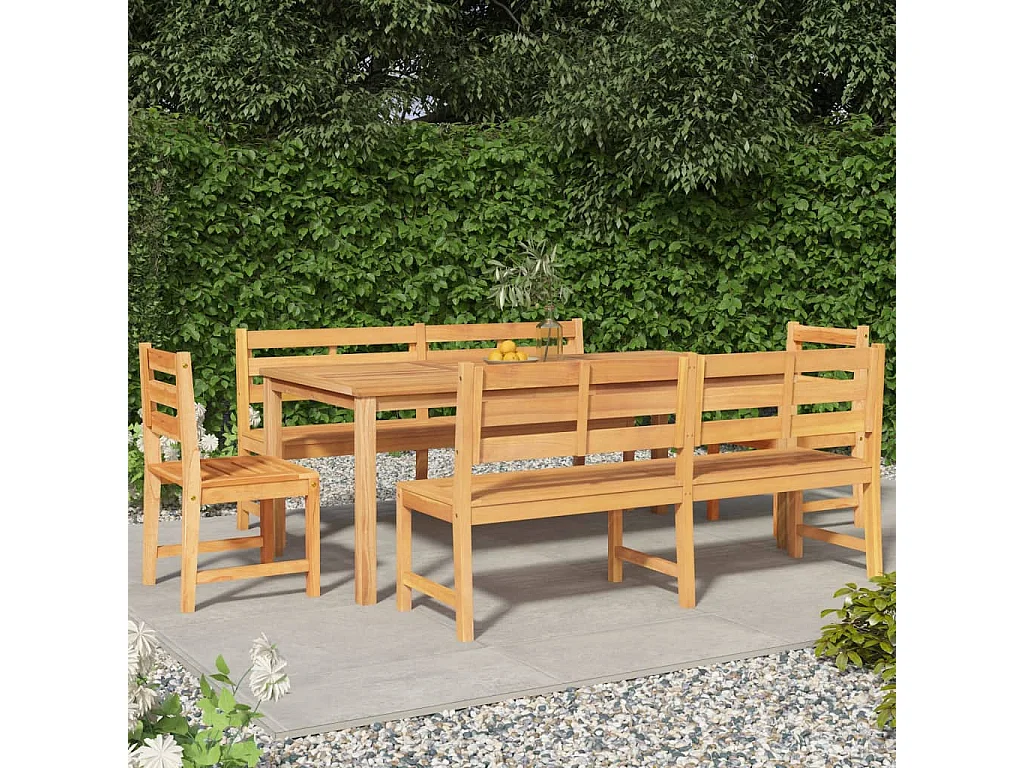 5 peças conjunto de jantar p/ jardim madeira de teca maciça