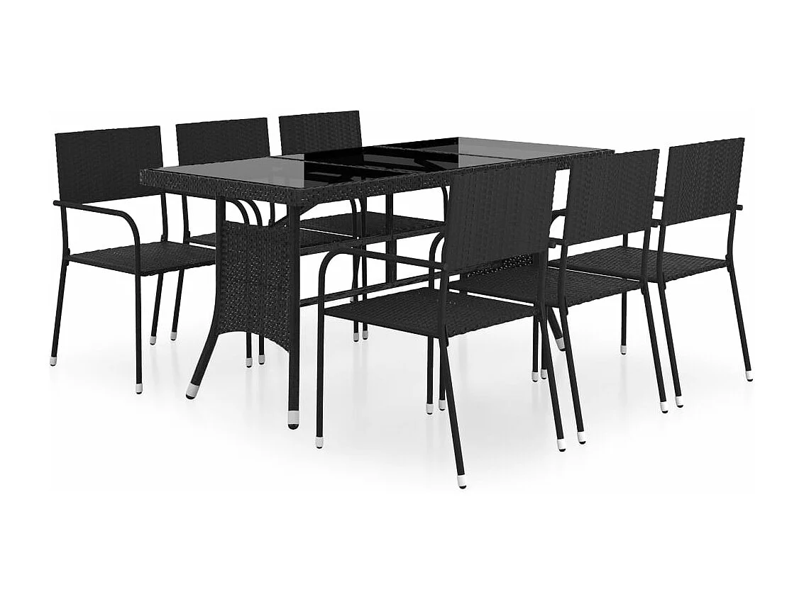 Juego de comedor para jardín 7 piezas ratán sintético negro