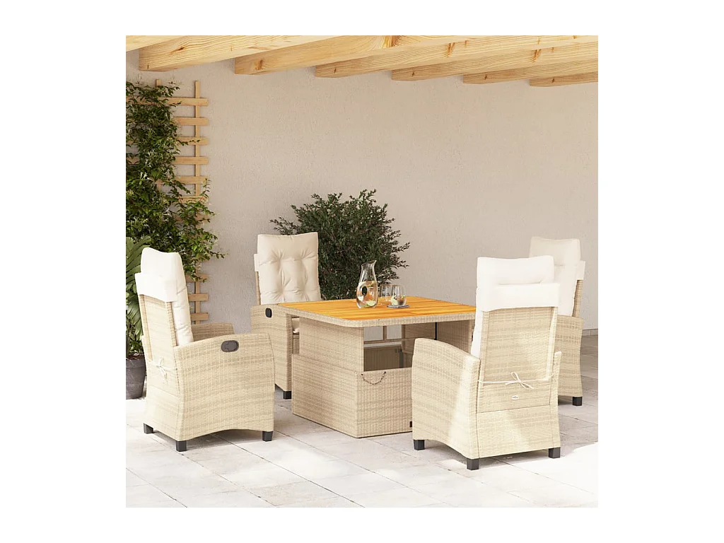 5-delige Tuinset met kussens poly rattan beige