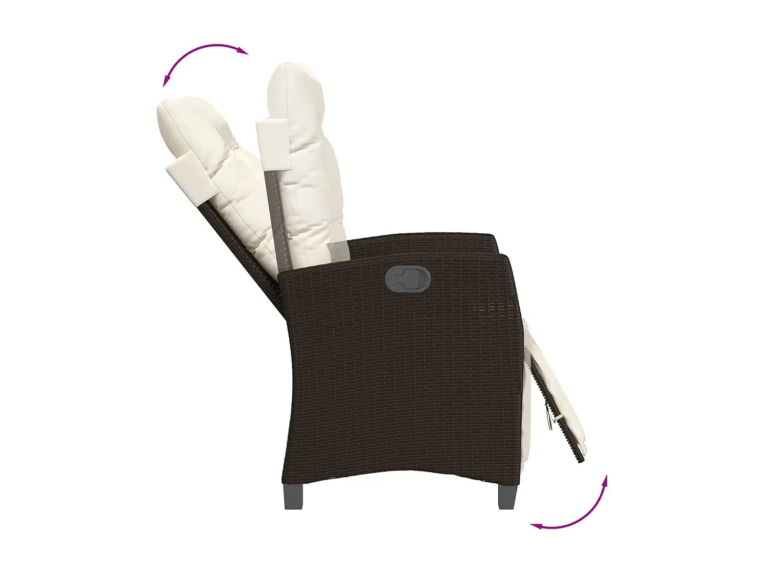 Ensemble à manger de jardin 5 pièces et coussins marron poly rotin