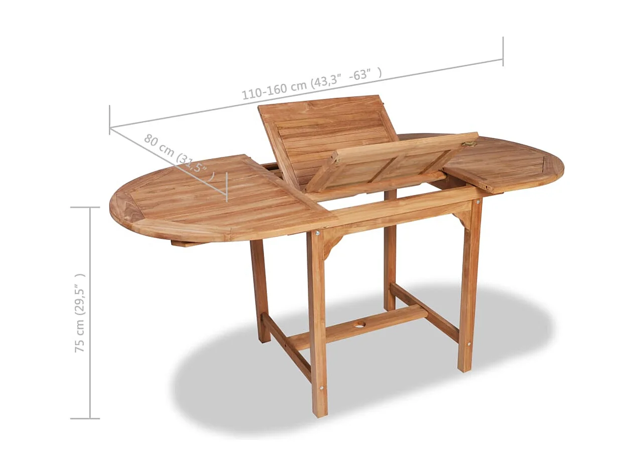 Mobilier à dîner d'extérieur 7 pièces Bois de teck solide