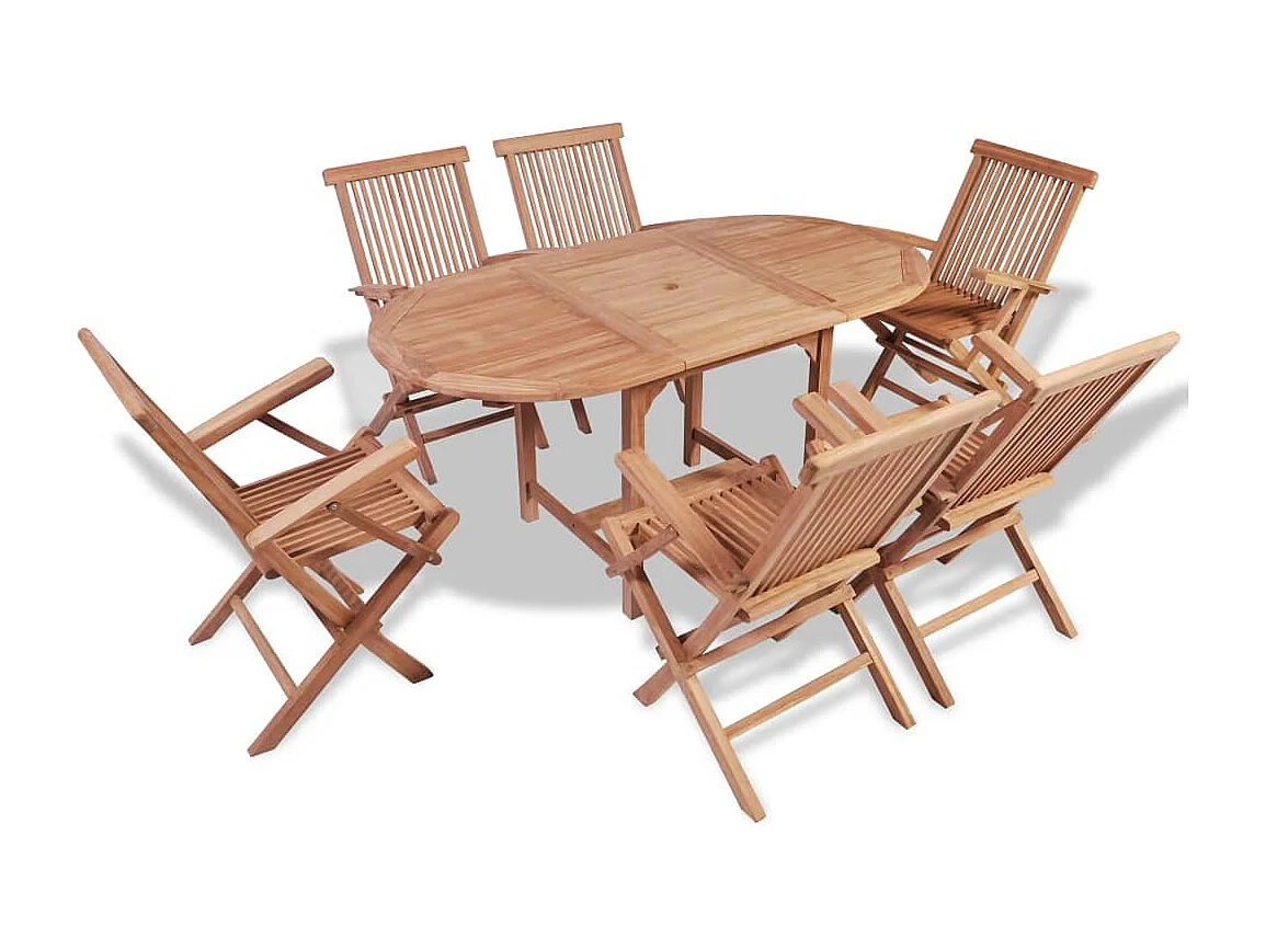 Conjunto de jantar p/ jardim 7 peças madeira teca maciça