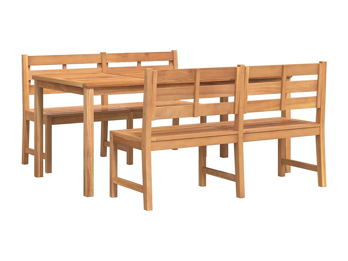 3 peças conjunto de jantar para jardim madeira de teca maciça