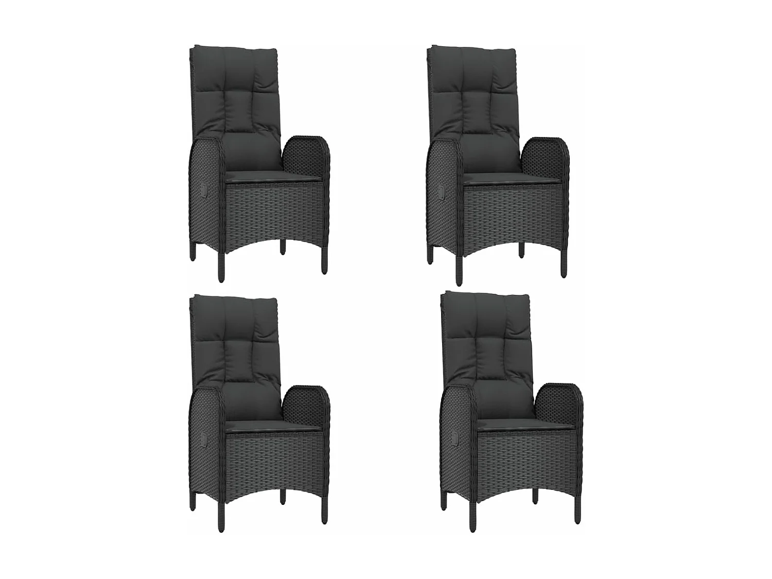 Mobilier à dîner de jardin et coussins 5 pièces Noir Résine tressée