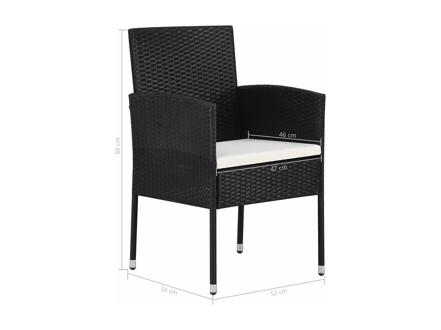 Juego de comedor para jardín de 7 piezas negro