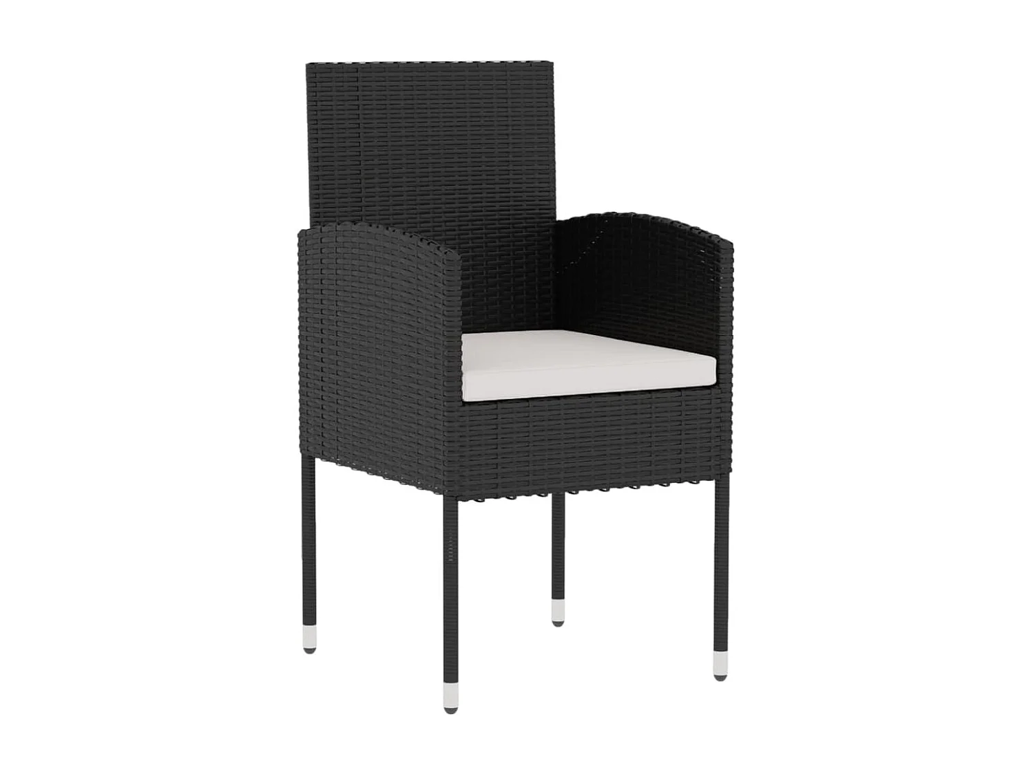 3 peças conjunto de jantar para jardim vime PE preto