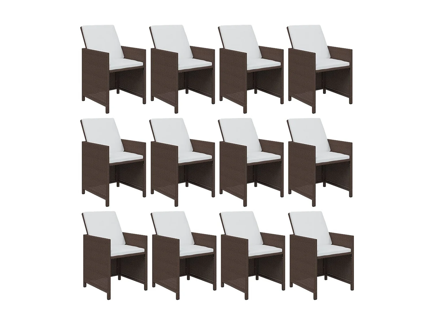 Ensemble à dîner de jardin coussins 13 pièces Résine tressée Marron