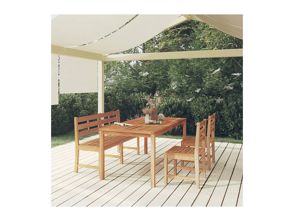 Juego de comedor para jardín 4 piezas madera maciza de teca
