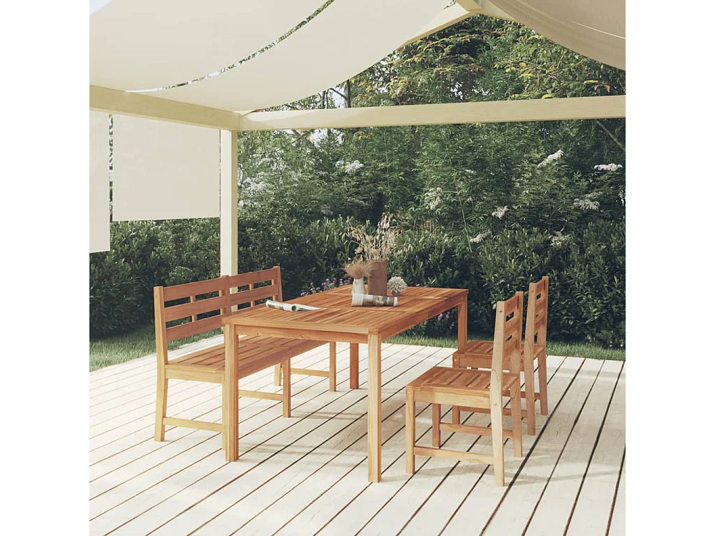Ensemble à dîner de jardin 4 pièces Bois de teck massif