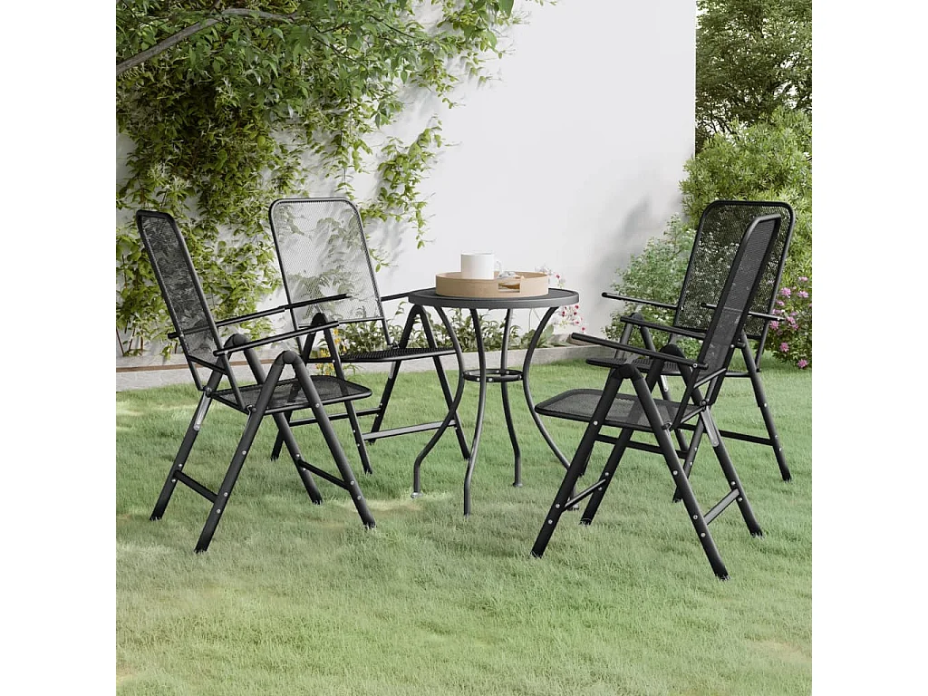 Mobilier à dîner de jardin 5 pièces Maille Métal Anthracite