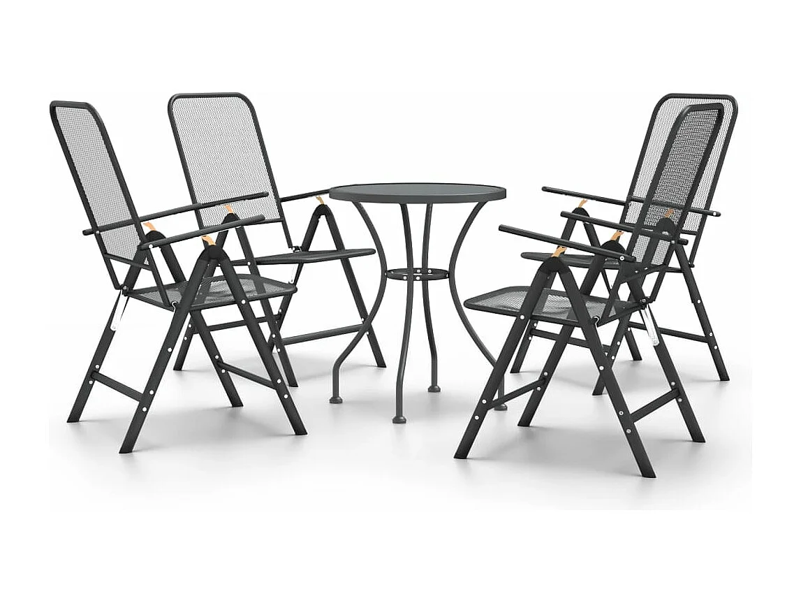 Mobilier à dîner de jardin 5 pièces Maille Métal Anthracite