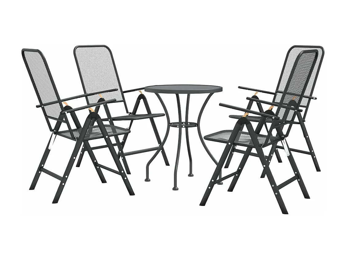 Mobilier à dîner de jardin 5 pièces Maille Métal Anthracite