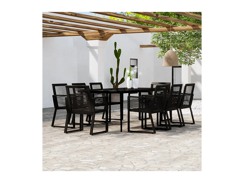 Juego de comedor de jardín 9 piezas negro