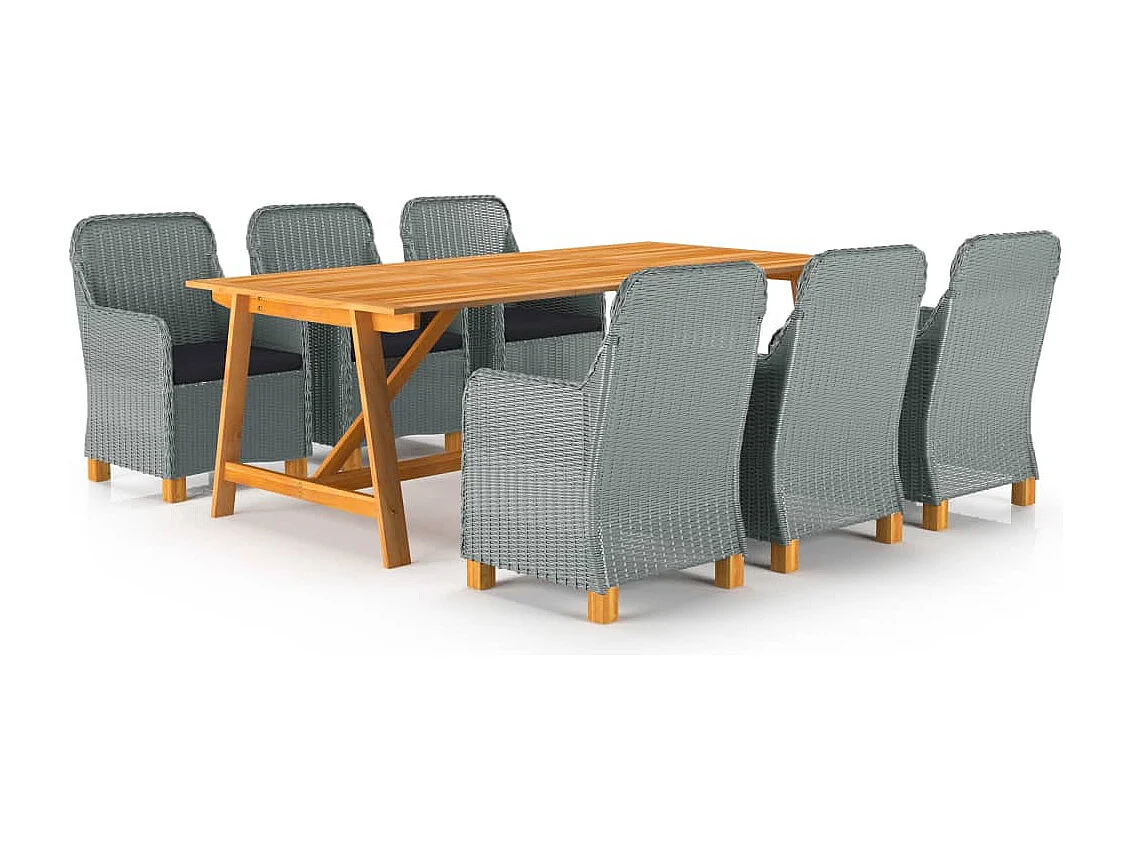 Ensemble de salle à manger de jardin 7 pièces Gris clair