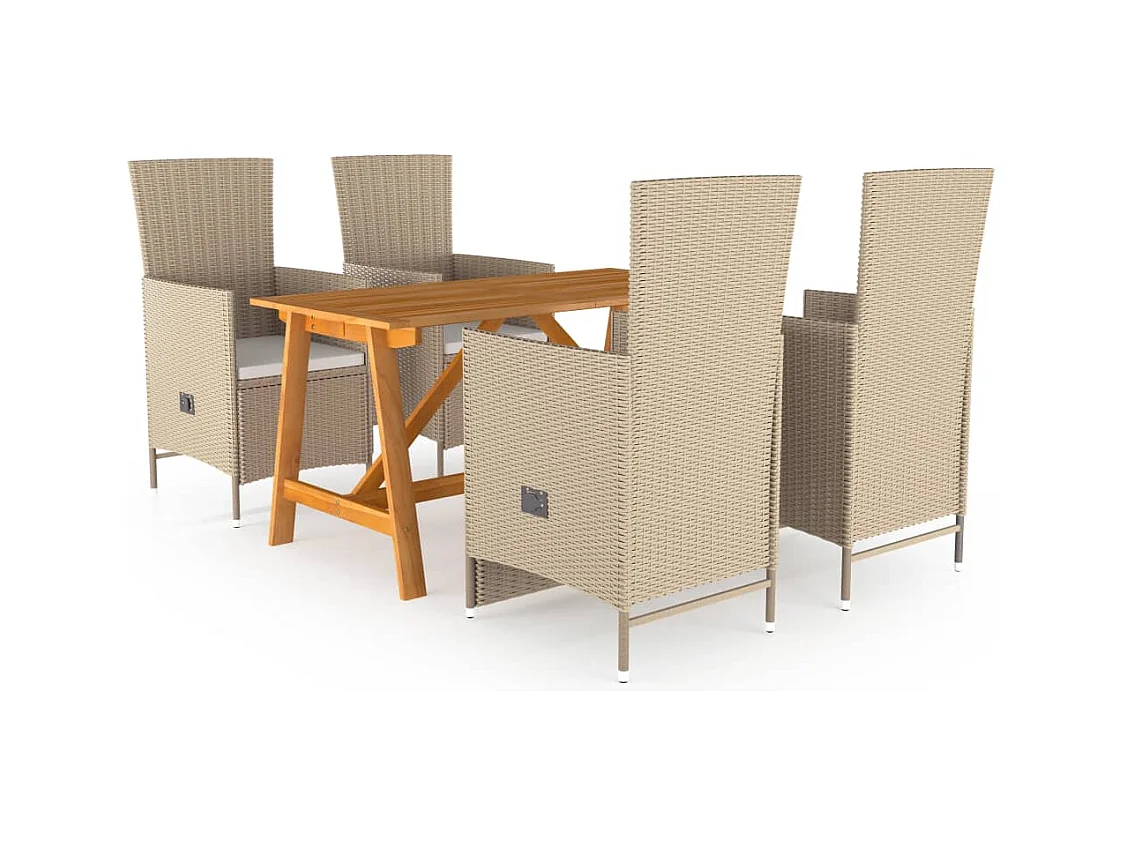 Ensemble de salle à manger de jardin 5 pièces Beige
