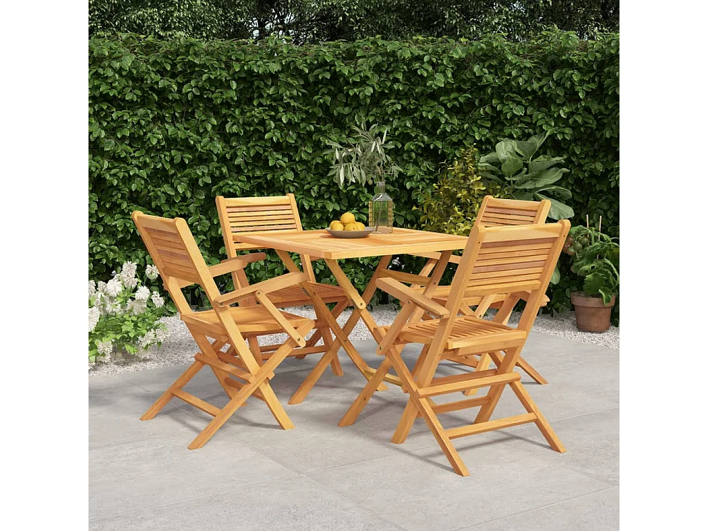 Ensemble à dîner de jardin 5 pièces Bois de teck massif