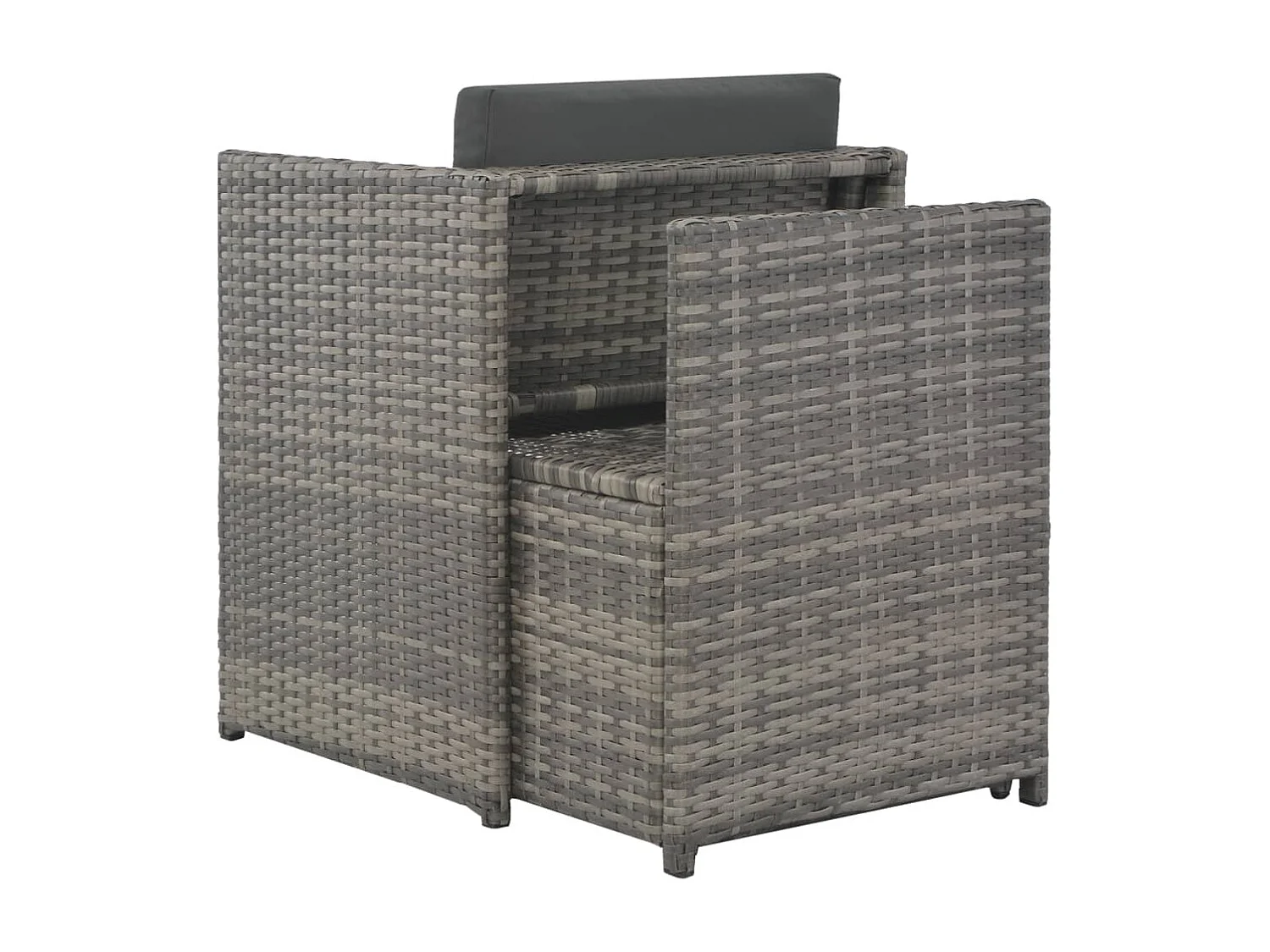 Conjunto jantar p/ exterior com almofadões 7 peças vime cinzento