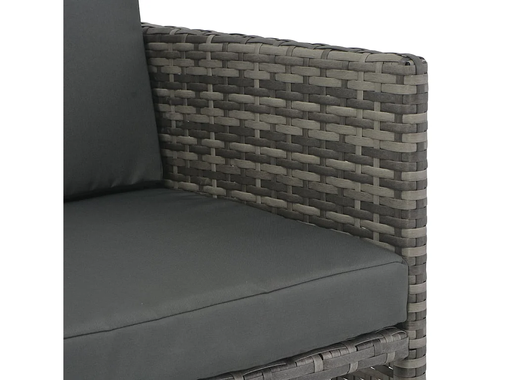 Conjunto jantar p/ exterior com almofadões 7 peças vime cinzento