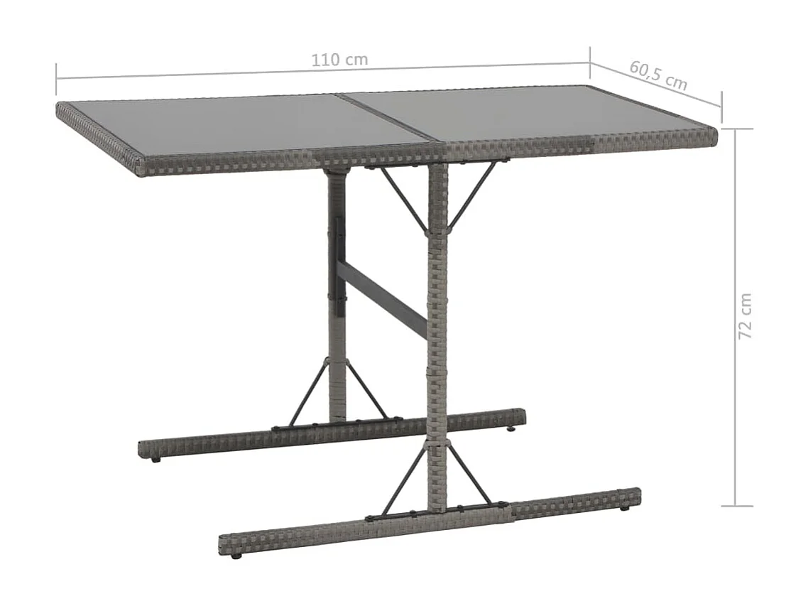 Conjunto jantar p/ exterior com almofadões 7 peças vime cinzento