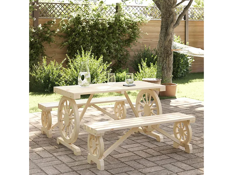 3 peças conjunto de jantar p/ jardim madeira de abeto maciça