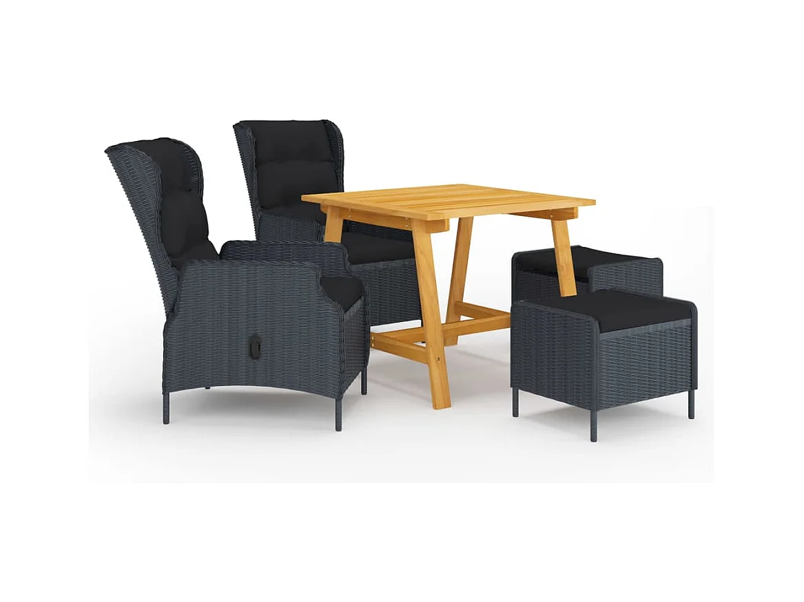 Juego de comedor para jardín de 5 piezas gris oscuro