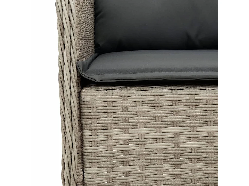 Set comedor de jardín 9 piezas cojines ratán sintético gris claro