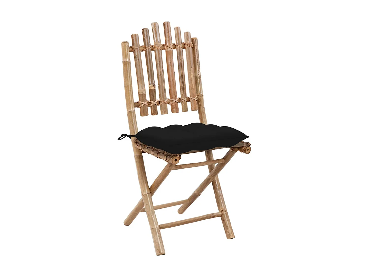Mobilier à dîner d'extérieur pliable 5 pièces avec coussins Bambou