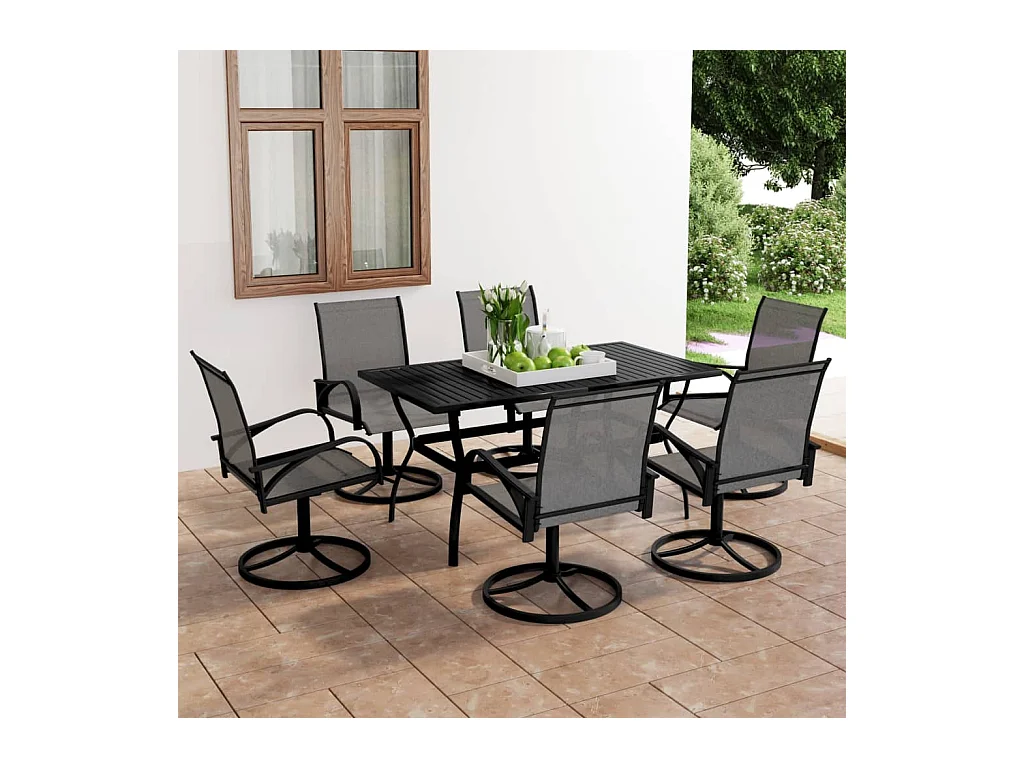 Juego de comedor de jardín 7 piezas textilene y acero
