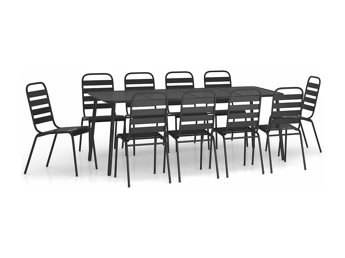 Ensemble de salle à manger de jardin 11 pièces anthracite acier