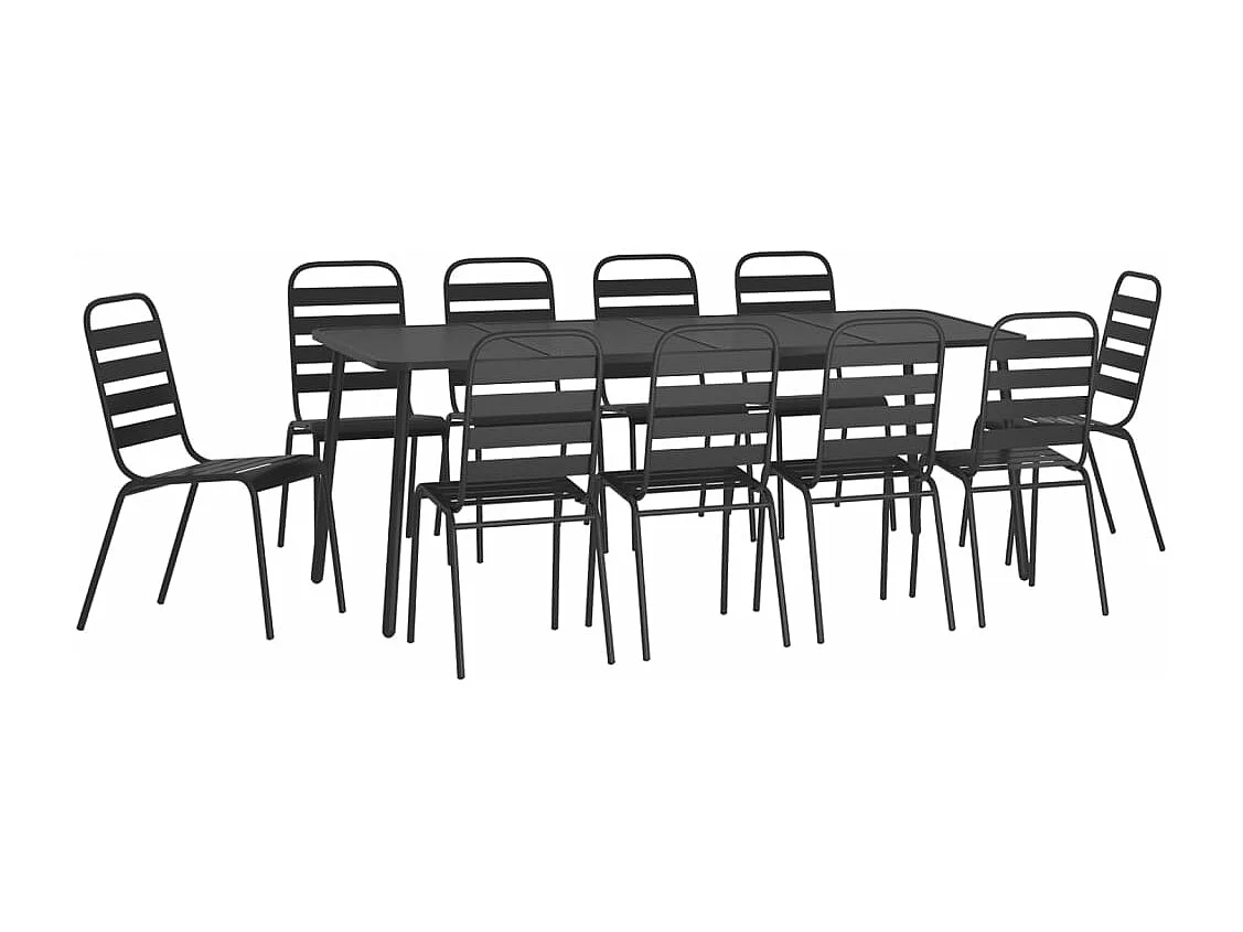 Ensemble de salle à manger de jardin 11 pièces anthracite acier