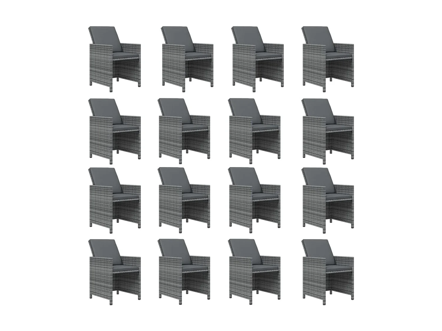 Set de comedor jardín 17 piezas con cojines ratán sintético gris