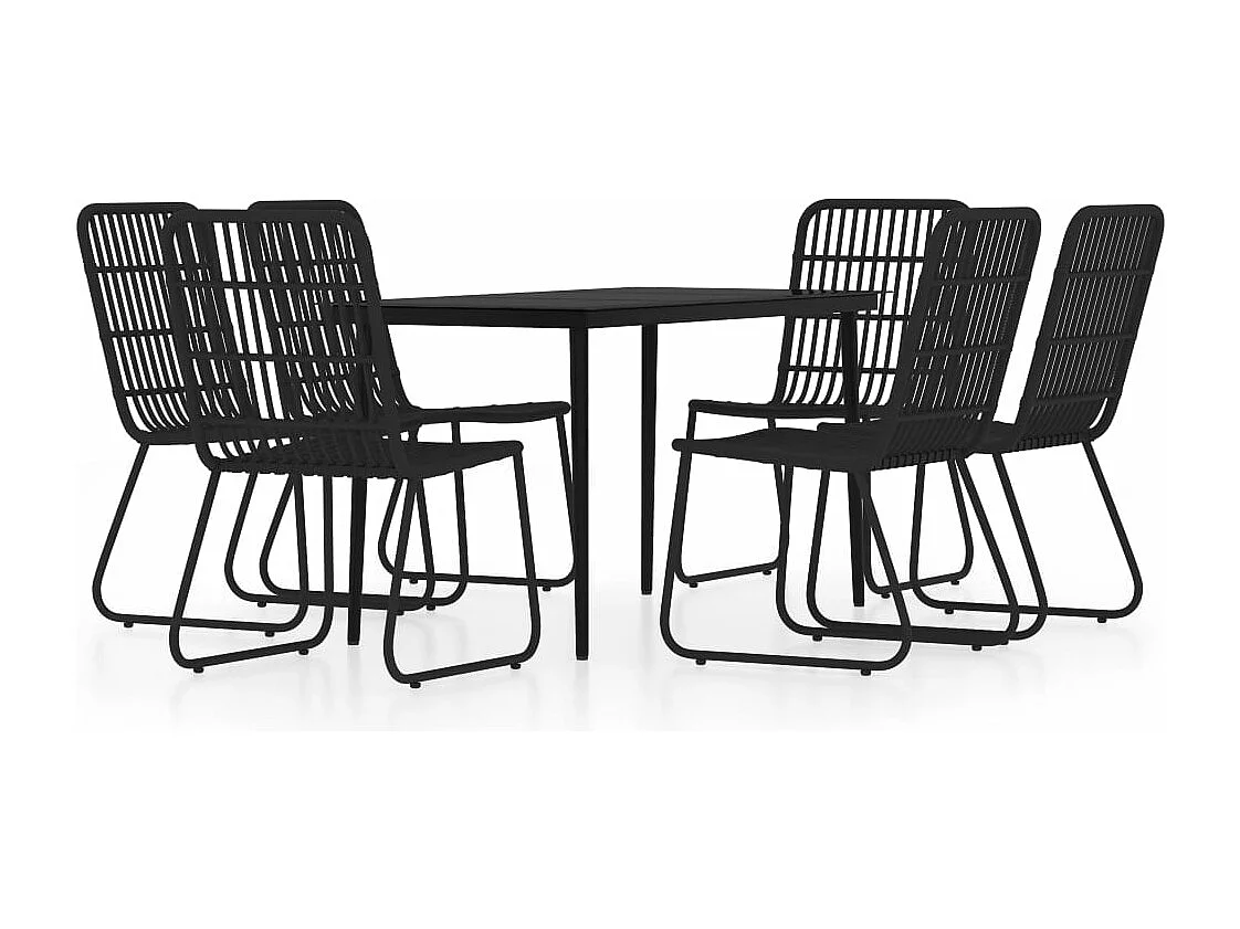 Ensemble de salle à manger de jardin 7 pièces Noir