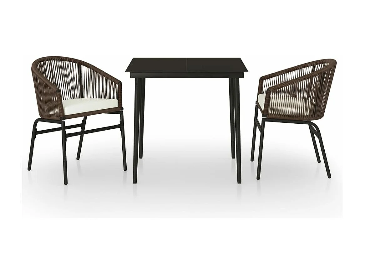 3 peças conjunto de jantar para jardim castanho