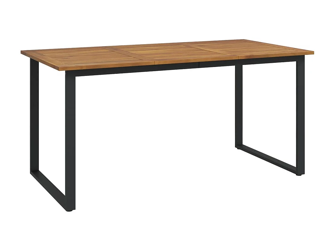 Juego de comedor de jardín 5 piezas madera maciza acacia y metal