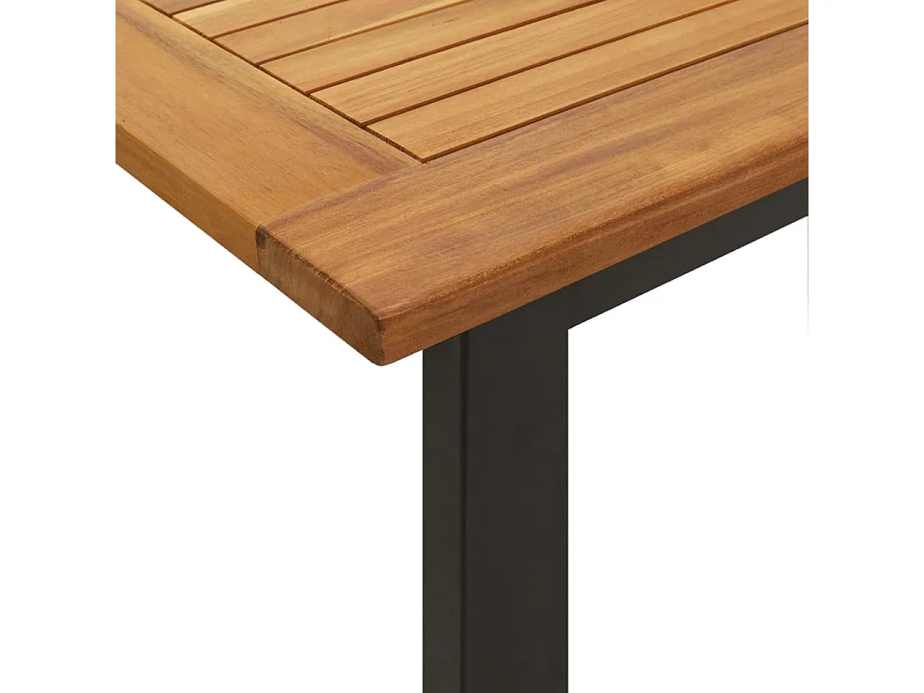Juego de comedor de jardín 5 piezas madera maciza acacia y metal